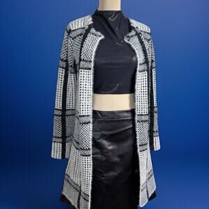 Anthropologie Sione Cardigan Sweater Jacket | Fuzzy Plaid Eyelash Knit | Cozy